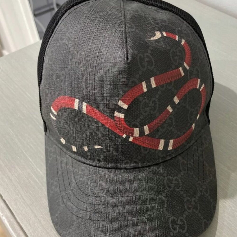Grey Gucci Snake Design Hat Cap